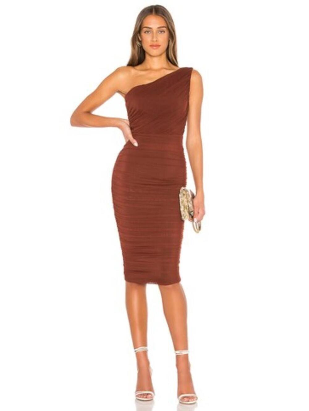 Nookie X REVOLVE Inspire One Shoulder Midi Dress in Chocolate